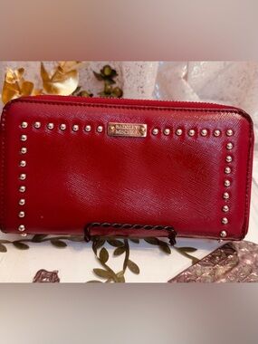 Badgley Mischka Red Studded Wallet
